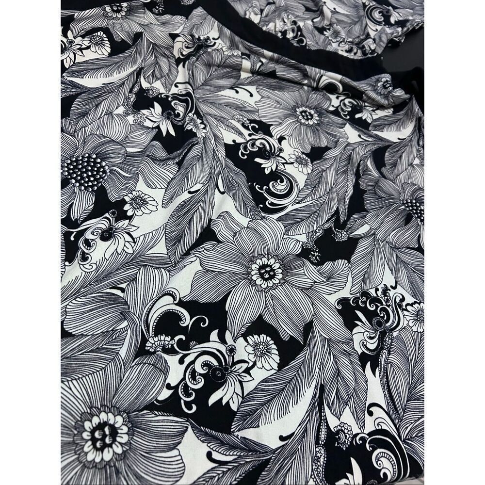 KSL Karin Stevens Plus Size 20W Black & White Floral Faux Wrap Midi Dress - Picture 8 of 10
